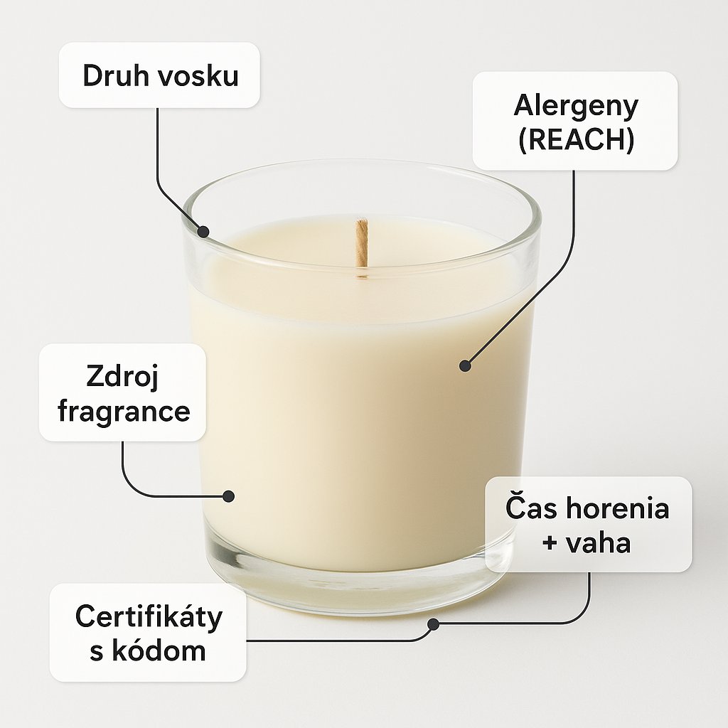 Egy gyertyát tartó kéz, amely az RSPO tanúsítási kóddal ellátott címke hátoldalát hasonlítja össze egy szám nélküli, csupasz öko logóval ellátott gyertyával