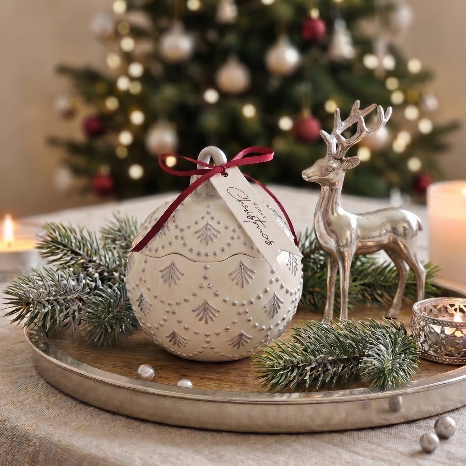 Gyertya Christmas Bauble Enchanted MINI - Fehér / Ezüst / Téli Varázs / MINI