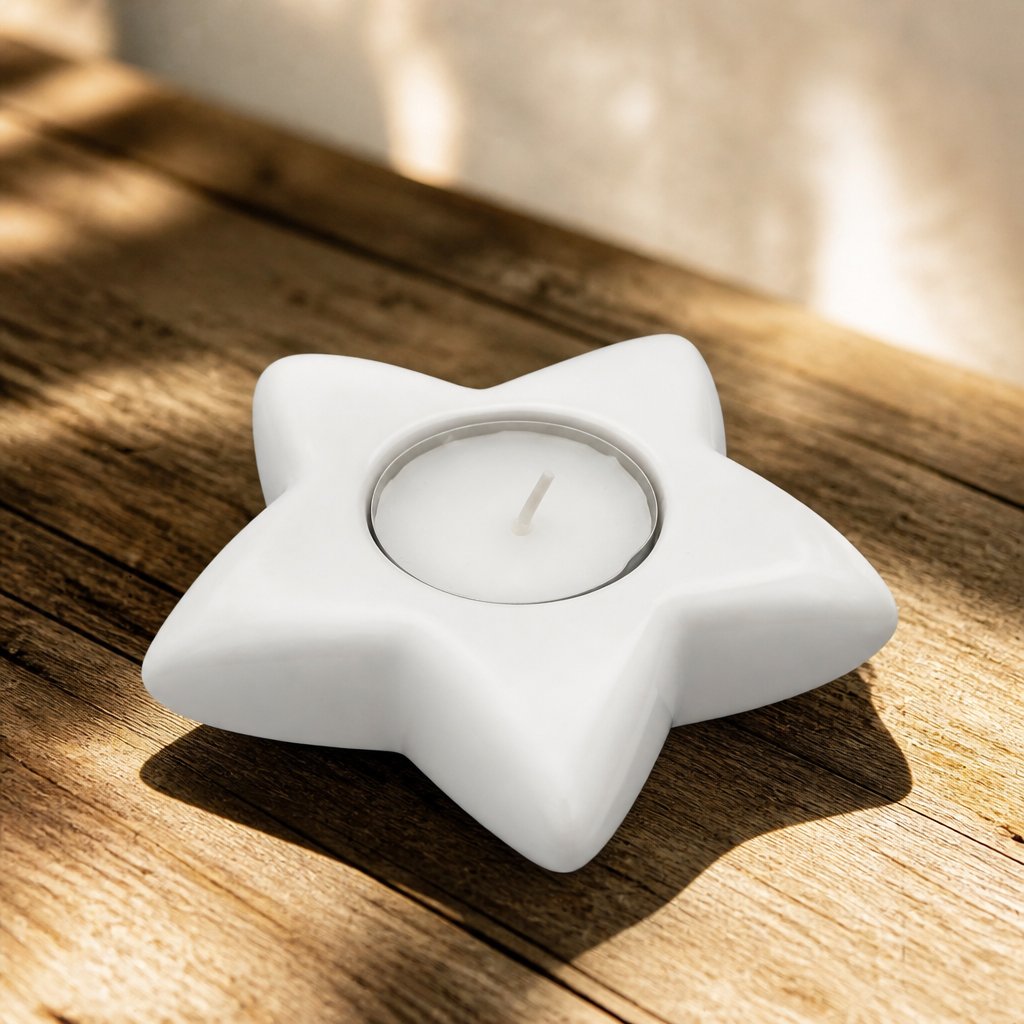 Dizájnos gyertyatartó Csillag - Fehér