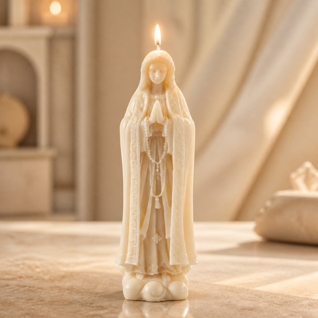 Madonna gyertya - Fehér / Kókusz