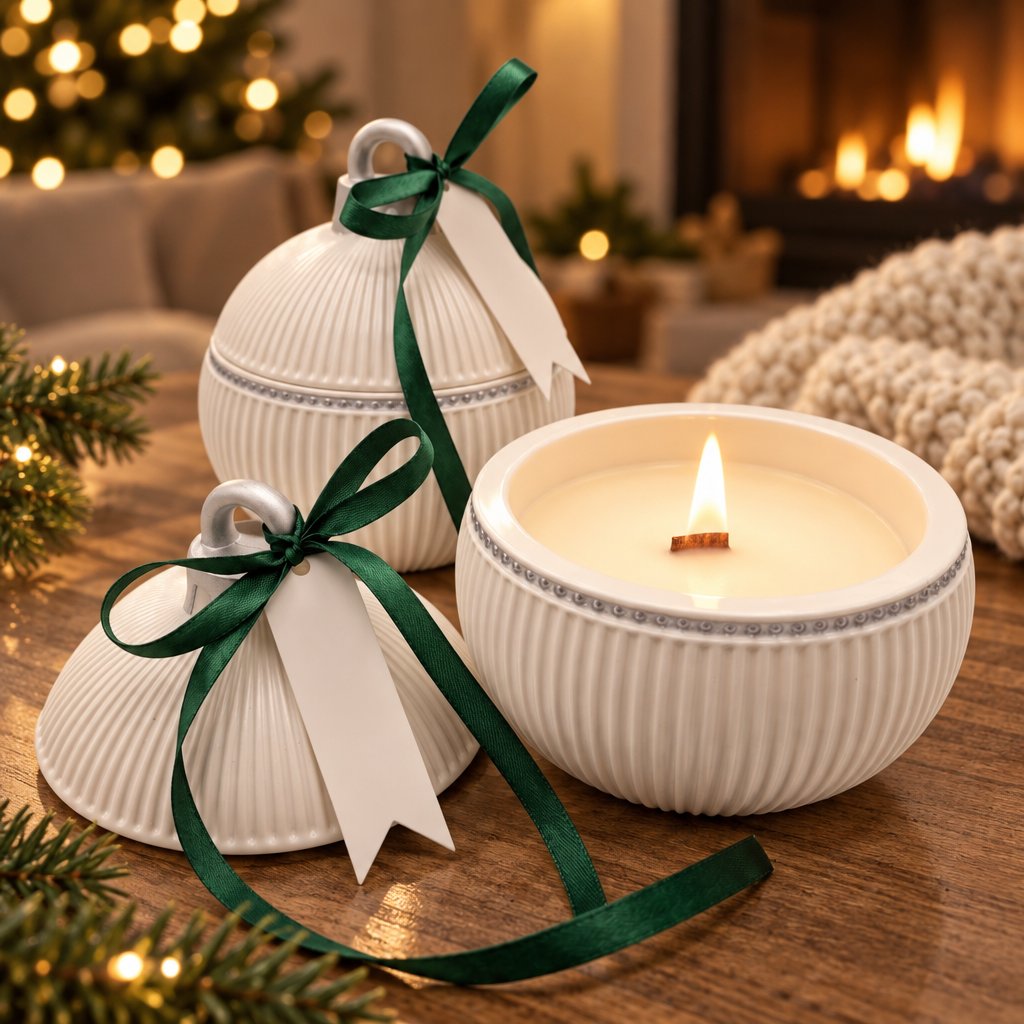 Gyertya Christmas Bauble Elegance - Fehér / Ezüst / Téli varázslat